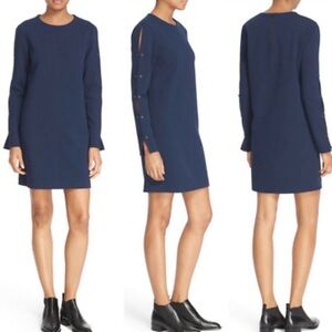 NWT Tibi Midnight Blue Long Sleeve Crepe Dress